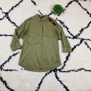 Casual light army green women’s blouse